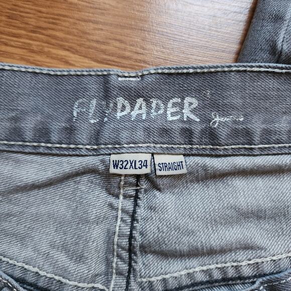 Fly Paper Jeans Mens Size 32x34 Gray Straight Cut Denim Cotton Classic Pockets - Picture 10 of 12